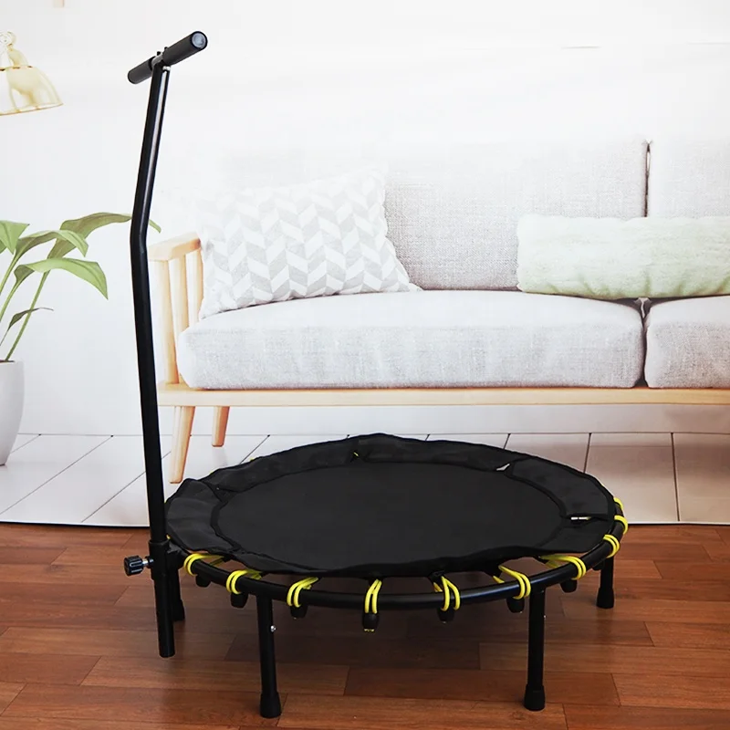 

Portable and Foldable Trampoline In-Home Mini Rebounder with Adjustable Handrail 2025