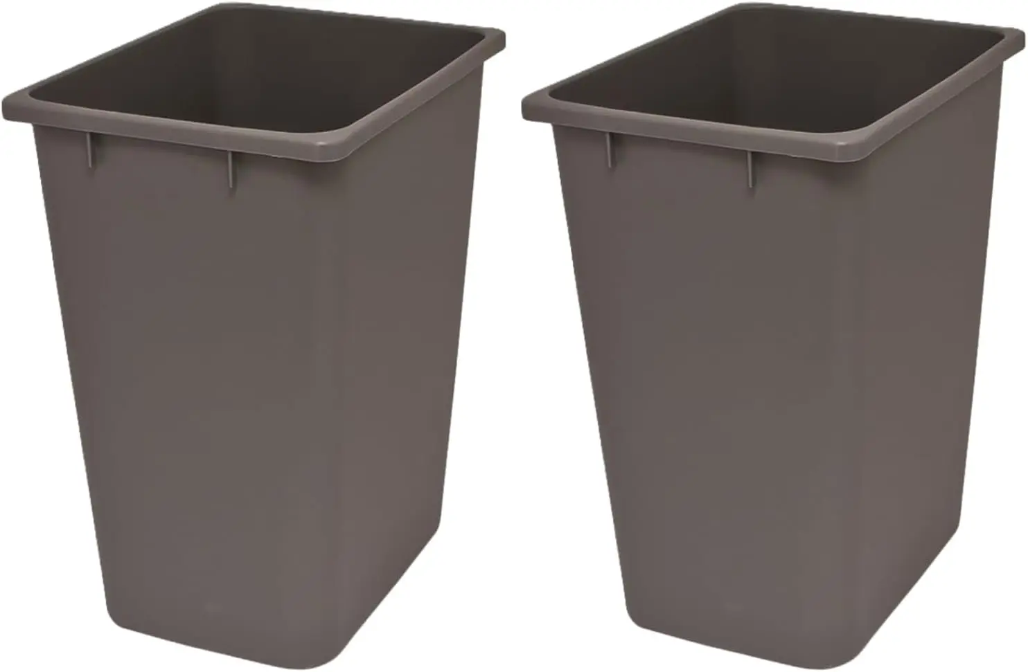 

12-Gallon Plastic Trash Can - 2 Pack, Grey for Kitchen, Home, Office