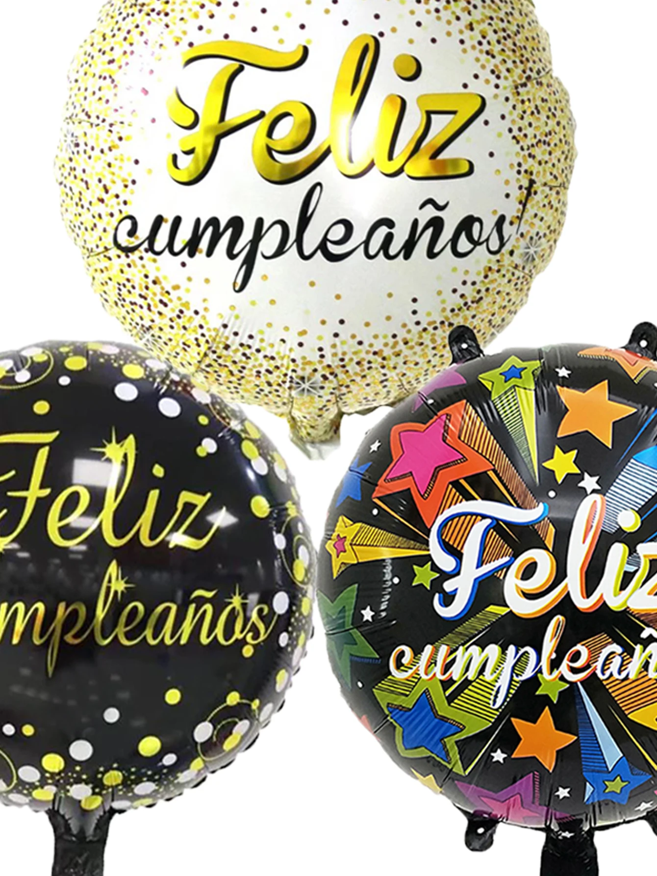 6pcs 18inch Round Spanish  Birthday Balloons Set Feliz Cumpleanos Balloon Birthday Party Decorations