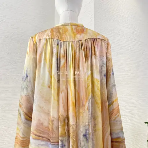 महिलाओं के लिए ड्रेस, छुट्टियों के लिए नई हाई क्वालिटी सिल्क, पीले फ्लोरल प्रिंट, लंबी आस्तीन वाली लूज़ मिडी ड्रेस 10 best sales महिलाओं के लिए ढीले कपड़े - №10