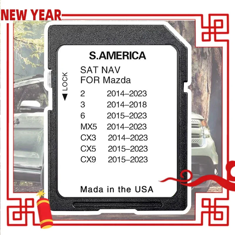 

South America Map Sat Nav Naving GPS Connect1 Update Software Version Navigation SD Card for Mazda 2/3/6/MX5/CX5/CX9 Vehicle 8GB