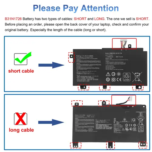 Imagen 2 del producto Batería B31N1726 para ASUS TUF Gaming FX504 FX504G FX504GD FX504GE FX504GM FX505 FX505DT FX505DV FX505GE FX80 FX80G FX80GD FX80GE