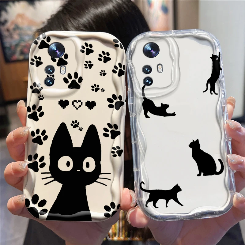 Cat Cartoon Art Panda Luxury For Xiaomi Mi 14 12 12T 11 Lite Poco M6 X6 X5 X4 X3 M3 F4 Pro GT NFC 5G Wave Oil Soft Phone Case