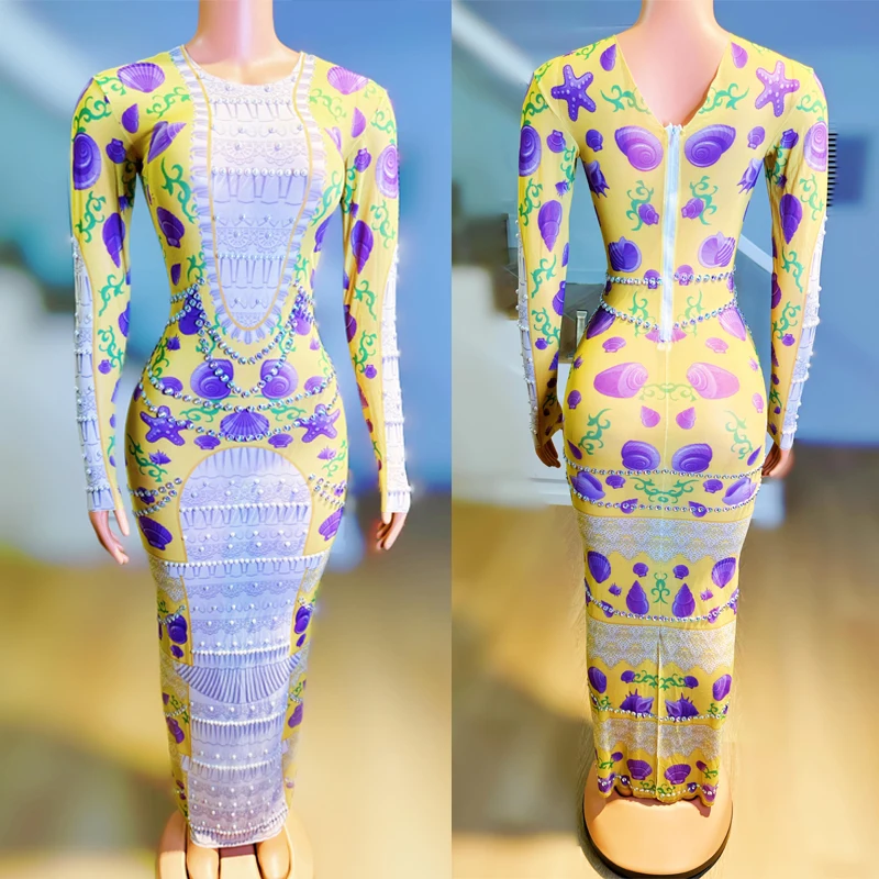 

Fashion Women Singer Jazz Dance Costume Full Rhinestones Evening Party Dresses Festival Outfit Stage Performance Wear XS8824