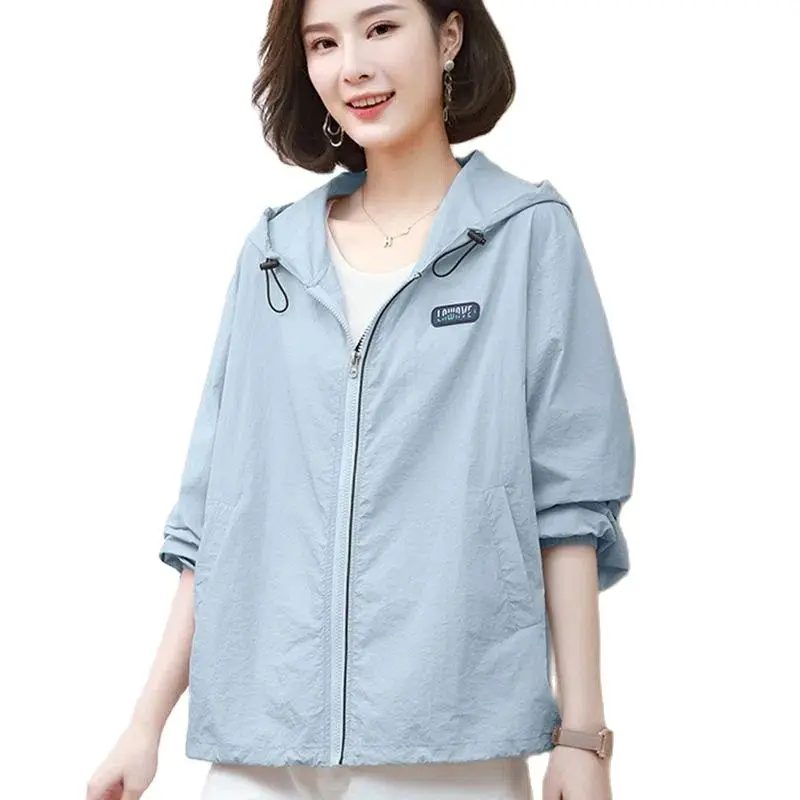 

Fashion Women's Sunscreen Clothing New Summer Autumn Thin Coat Ventilate Hooded Casual Short Jacket Female Outerwear Topas