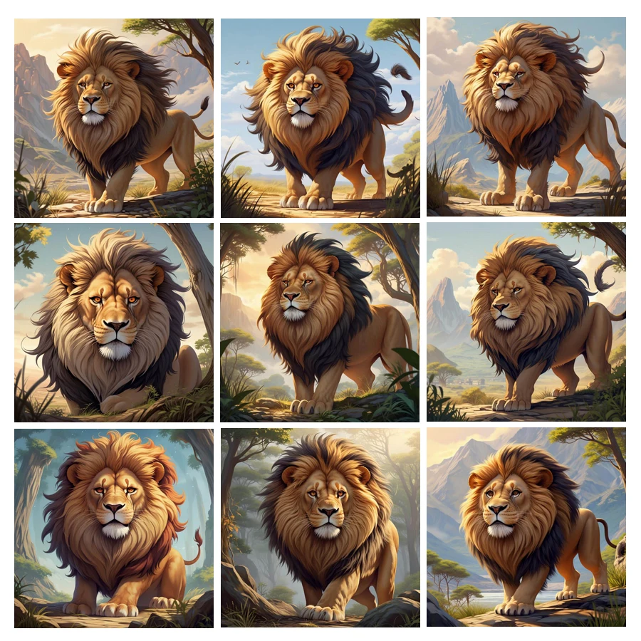 

Fullcang Diy Diamond Painting New Collection Lion King Full Rhinestone Art Mosaic Embroidery Wild Animals Picture Wall Decor