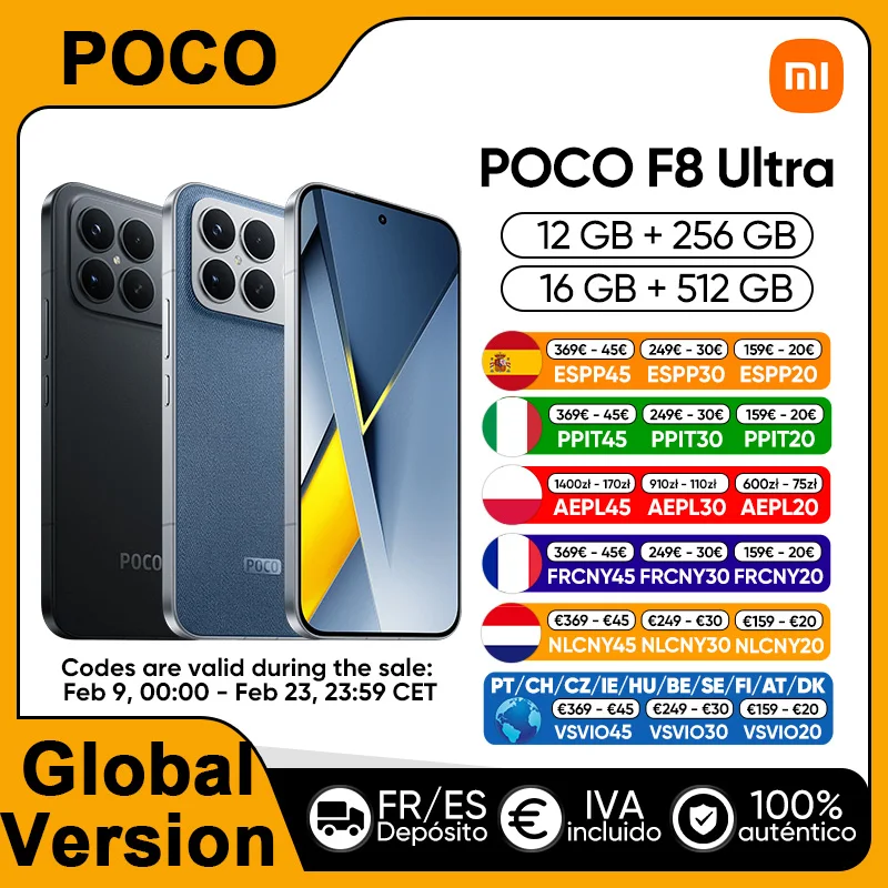Smartphone POCO F8 Ultra 5G Version mondiale Snapdragon ®   8 Elite Gen 5 Écran AMOLED pour le soin des yeux 6,9" 6500 mAh 100 W HyperCharge NFC I