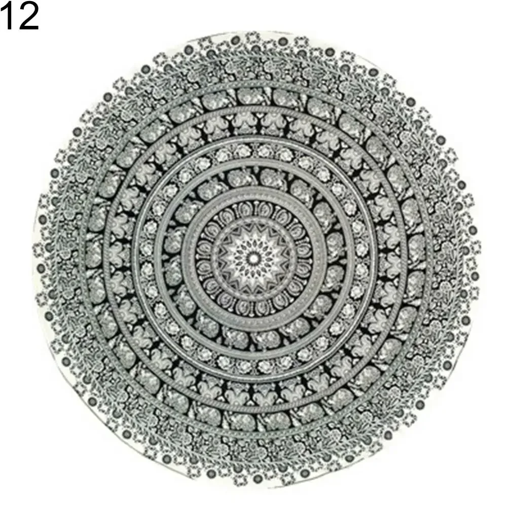 Large Aldult Madala Beach Towel Vintage Round Chiffon Anti-sunlight Shawl Beach Towel Outdoor Yoga Picnic Mat