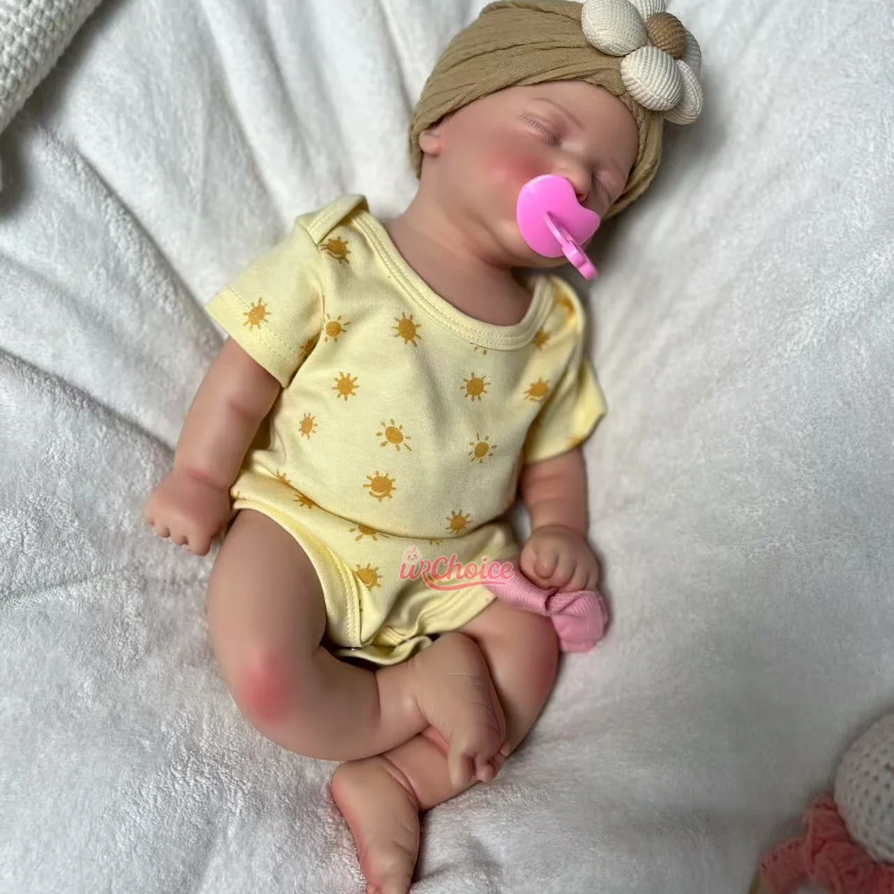 

Psychological Healing 16" Silicone Reborn Doll Sleepy Girl with Pacifier Washable Toy for Christmas Gift Early Education