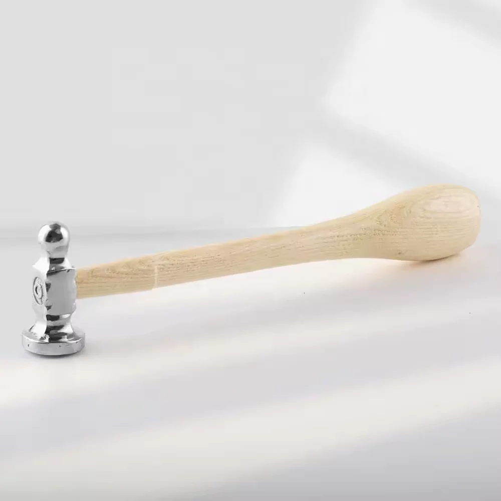 Dual Head Stainless Steel Jewelry Hammer Wood Handle Metalwork Tool for Texturing Shaping Metals Jewelry Crafting Comfort Grip