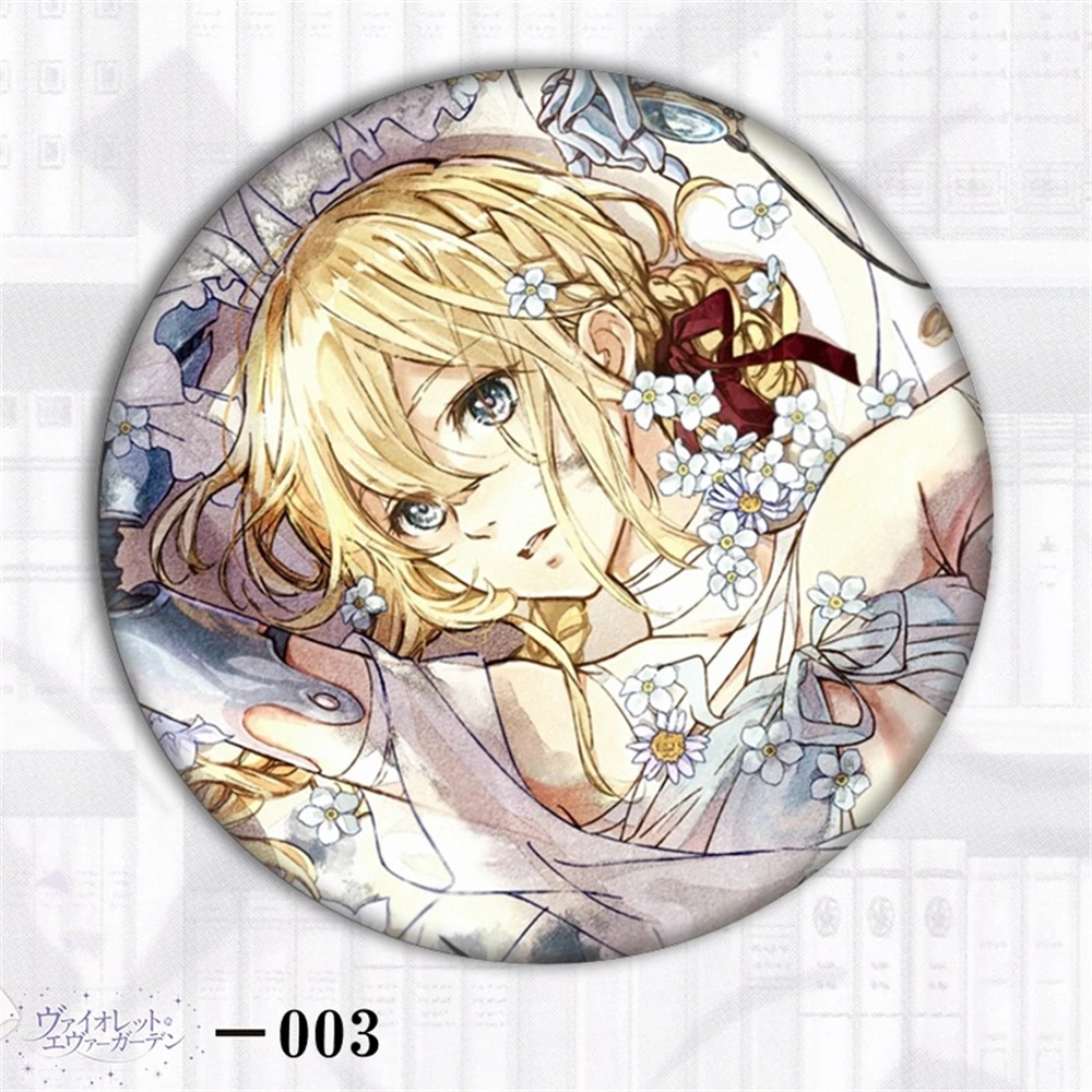 58mm Anime Violet Evergarden Violet Evergarden  Cosplay COSTUME Badge Pin SPTE Tinplate Brooch﻿ Prop Gilf