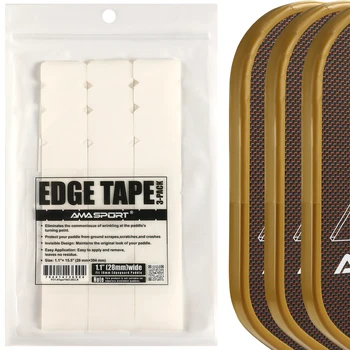 AMASPORT Pickleball Paddle Protection Tape Transparant 3-pack randbeschermingstapes 25 mm, 28 mm breedte past perfect bij gebogen rand