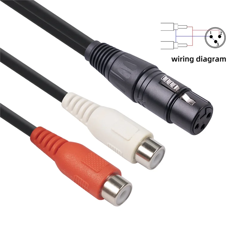 Cable XLR a doble RCA XLR a RCA Y Cable divisor 3 pines XLR hembra a 2RCA hembra amplificador enchufe de mezcla Cable AV, 0,2 M