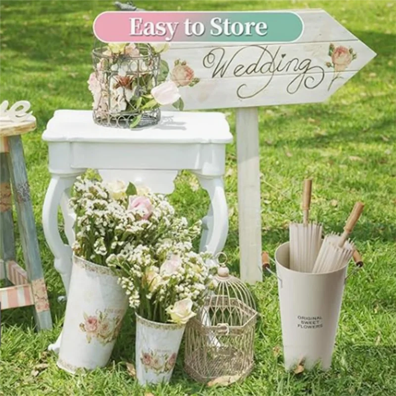 

RTENTE-For Wedding Photography Prop 20 Pcs White Paper Umbrellas 19.7 Inches DIY Oiled Paper Parasols Bridal Party Decor