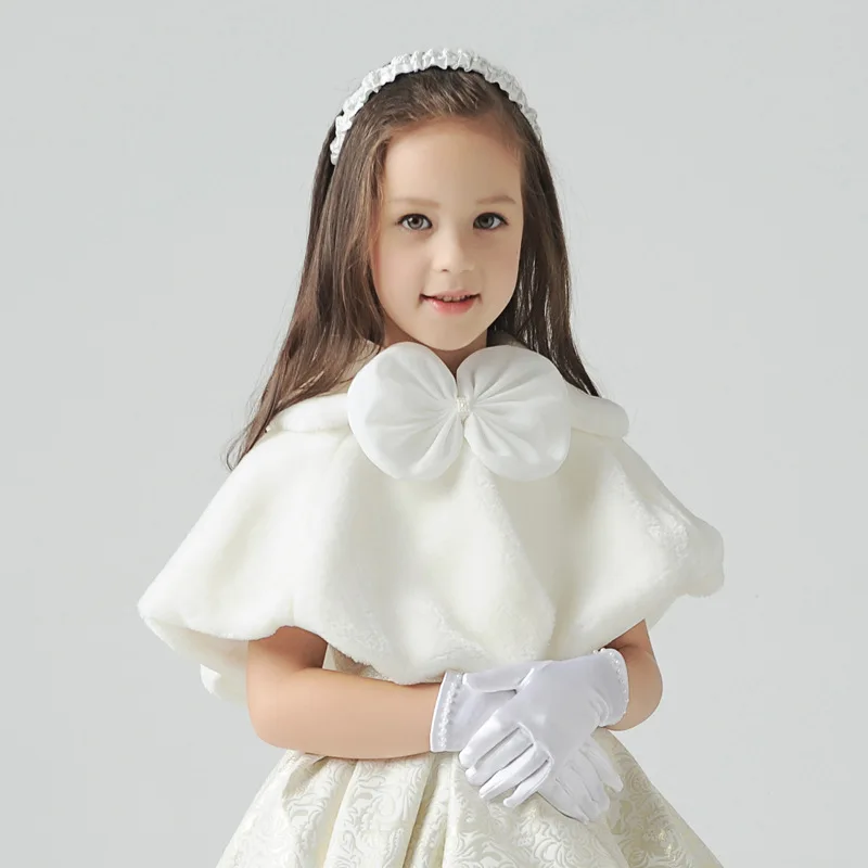 

Winter Girl Fur Coat Baby Toddler To Teenager Girls Ball Gown Cape Shawl Elegant Party Wear Warm Outfit Kids Clothing Children