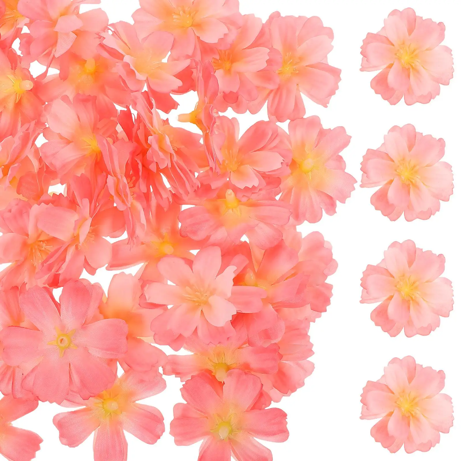 

100 Pcs Artificial Plum Blossom Heads Silk Decorative Flowers Craft Supplies Home Store Restaurant Scene Decor Mini Faux
