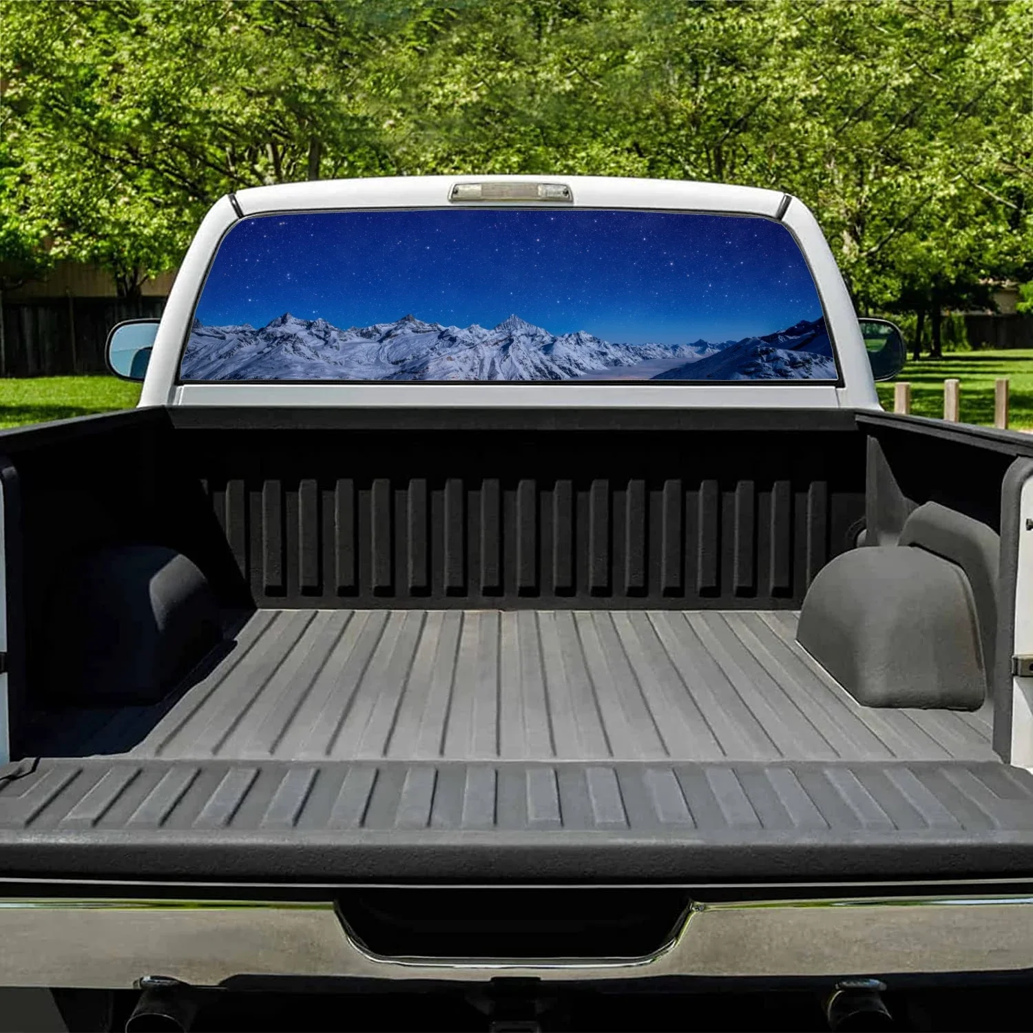 Schoonheid zonsondergang sneeuw berglandschap autoruit sticker vinyl doorschijnend display voor vrachtwagen auto wrap voertuig sticker sticker