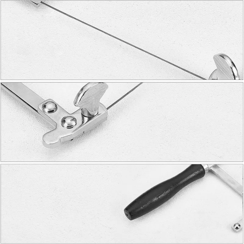 إطار منشار قطع قابل للتعديل على شكل حرف U مع مشبك ، منشار حلزوني ، منشار مجوهرات ، دبوس فتحة U ، 12 شفرة