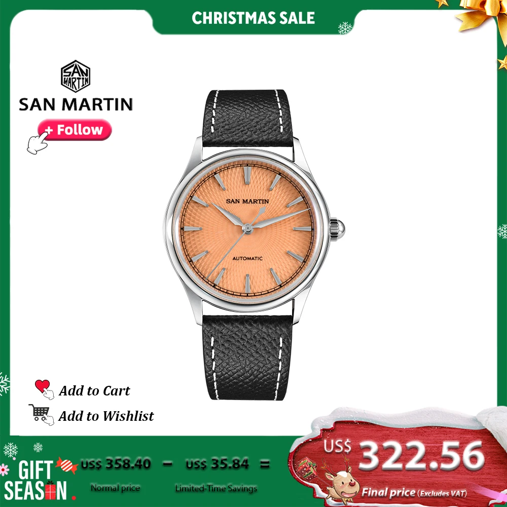 

San Martin 37mm Dress Men Watch ST1812 Automatic Movement Luxury Steel Mechanical Watches Couple Gifts Waterproof 10Bar SN0110