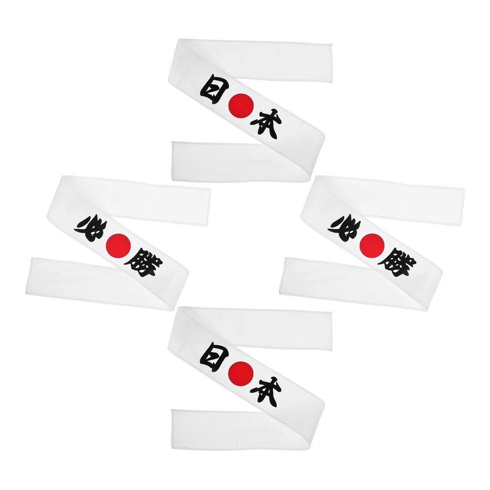 4pcs Japanese Chef Headband Men Hachimaki Cooking Sweatband Karate Training Running Workout