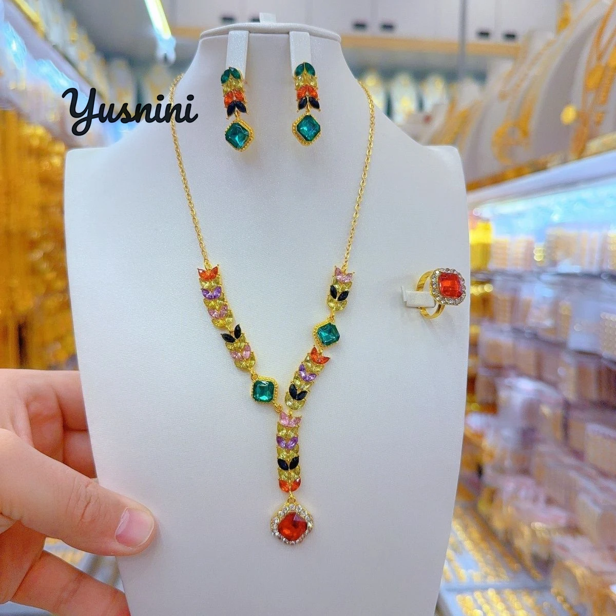 

New Dubai Fashion Women's 24K Gold Plated Necklace Earrings Exquisite Engagement Party Jewelry Set for Lovers DD11048