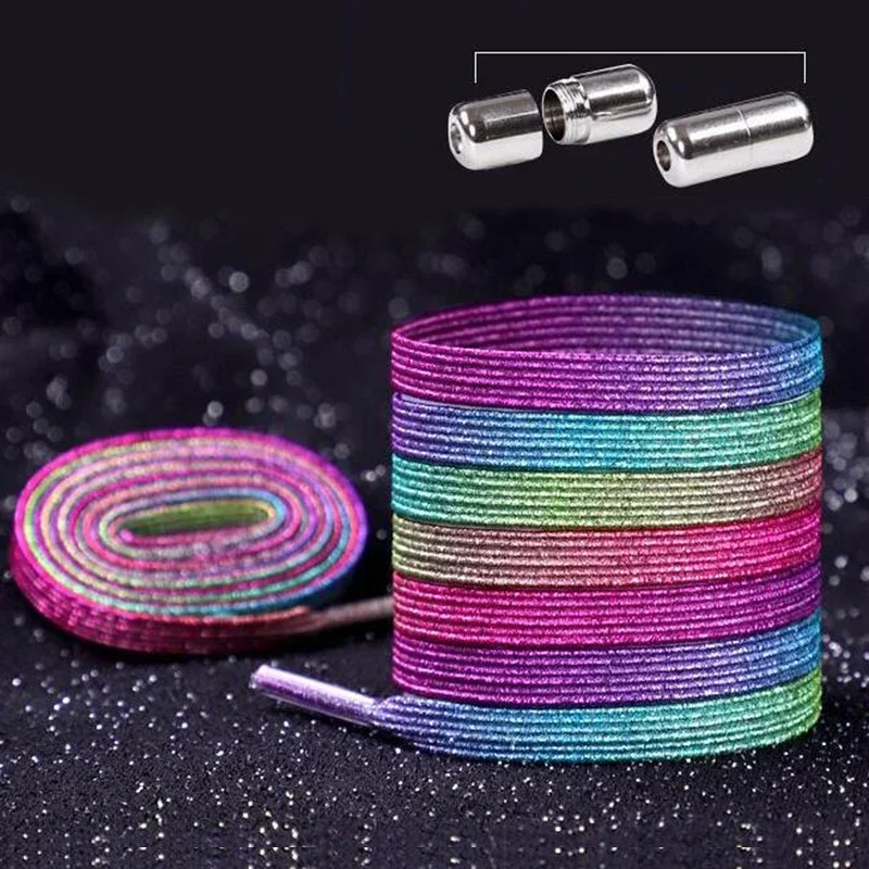New Elastic Locking ShoeLace Metal Lock Shoe Laces Fashion Women No Tie Shoes Lace Kids Adult Unisex Sneakers Laces Strings image 4
