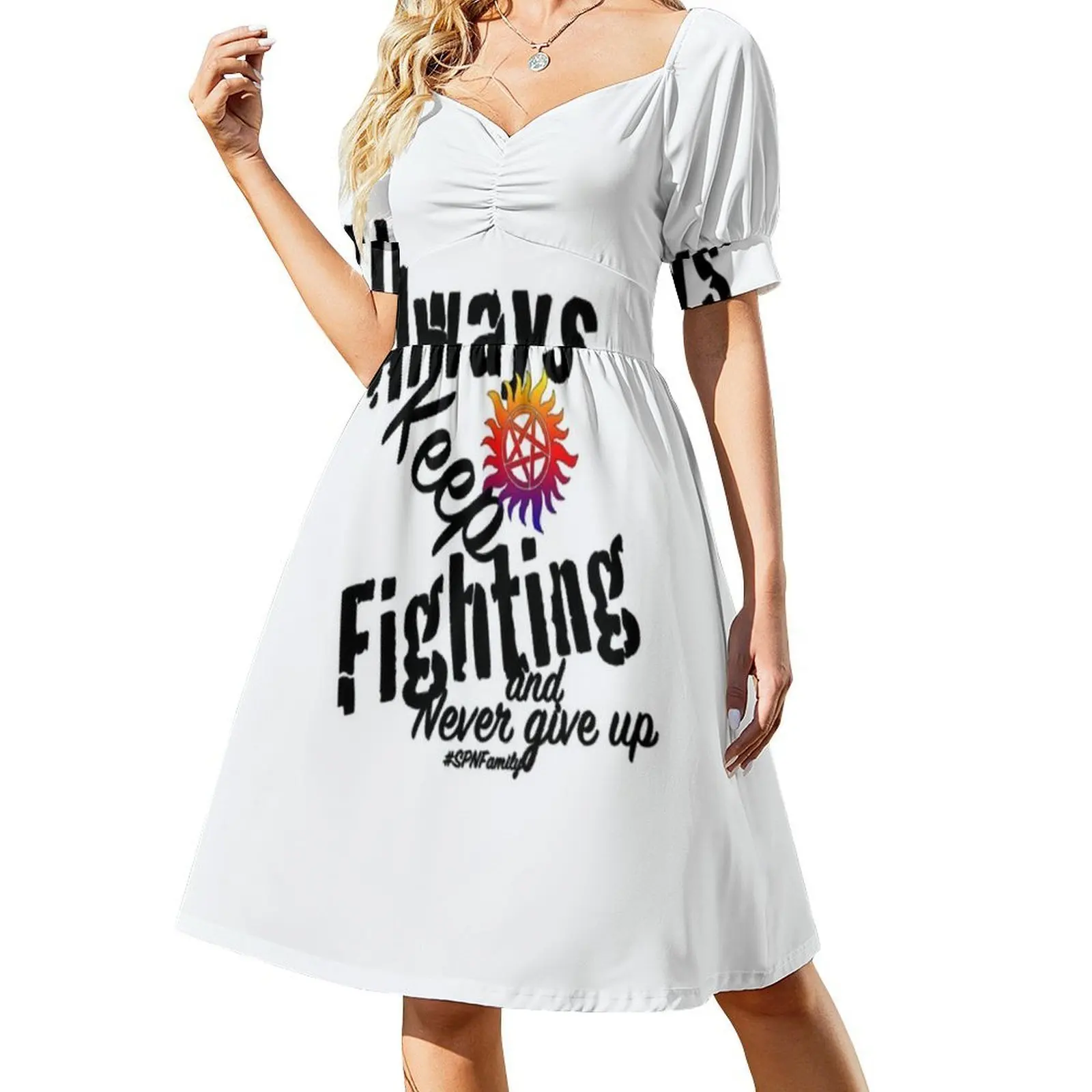 استمر في القتال فستان الحفلات الأنيق للسيدات على شكل حرف A مع خيارات قصيرة/طويلة/بدون أكمام، استمر في القتال دائمًا #2