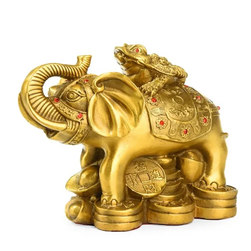 

Golden Elephant Golden Toad Statue Brass Elephant Interior Decoration Sculpture Feng Shui Lucky Animal Statue Handicraft Gift