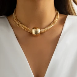 Thick Chains with Big Ball Short Choker Necklace for Women Trendy Chunky Collar on Neck 2024 Fashion Jewelry Accessories Female