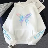 2025 New Arrival Woman Butterfly Printed Hoodie All Season Daily Casual Fashion Hooded Sweatshirts Home Outdoor Comfort Pullover