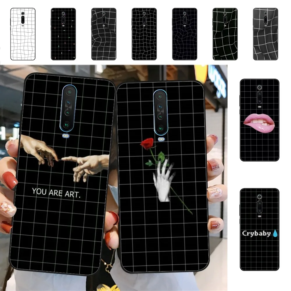 

Artistic black and white lattice Phone Case For Redmi 5 6 7 8 9 10 plus pro 6 7 8 9 A GO K20 K30 K40 pro plus F3 Fundas