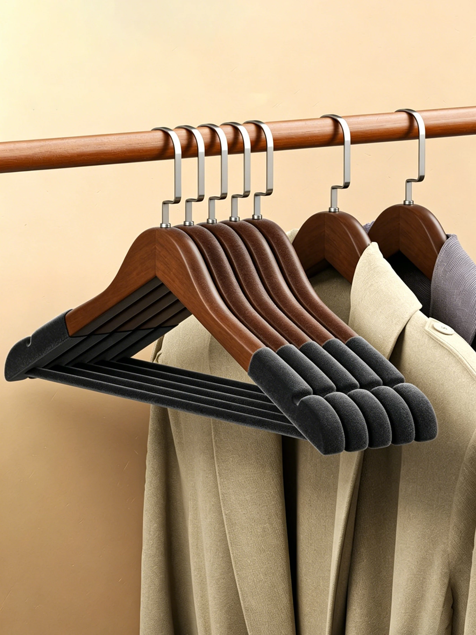 fleece-wood-coat-hanger-44cm-suit-hanger-closet-clothes-organizer-anti-slip-trousers-rack-wardrobe-space-saving-10pc