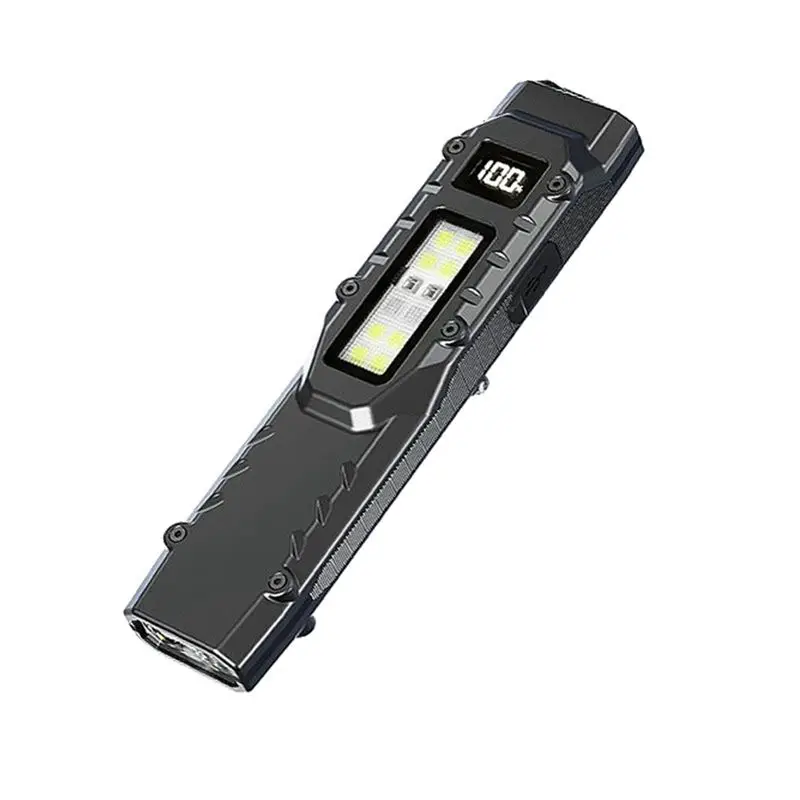 B03C-Rechargeable LED Flat Flashlights Dual-Switches Pocket Light With Digital Display Small Emergency Lamp For Camping, For Hom