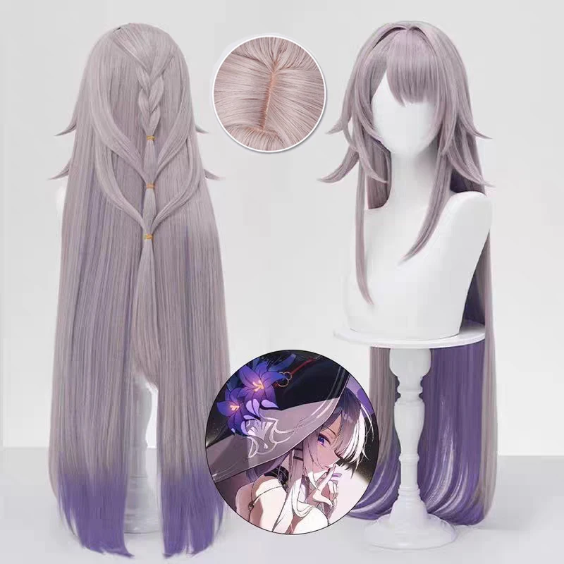 

The Hentai Cosplay Wig 95cm Long Straight Purple Mixed Wig Anime Cosplay Wig Heat Resistant Synthetic Wigs