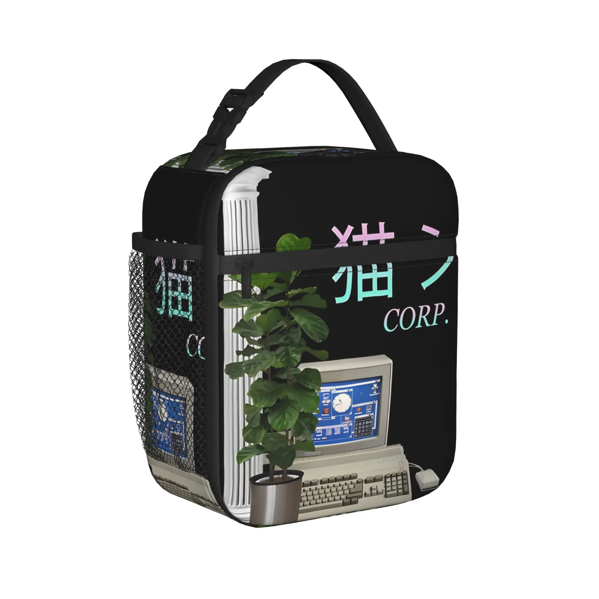 Frutiger Aero World Vaporwave Lunch Bag  Portable Lunch Box Child Office Graphic Cooler Bag Leisure Waterproof Tote Food Bags