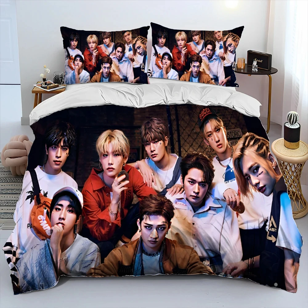 

3D Stray Kpop Singer Star Comforter Bedding Set,Duvet Cover Bed Set Quilt Cover Pillowcase,king Queen Size Bedding Set Boys