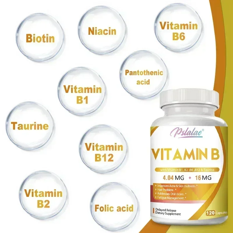 Vitamin B Capsules - B-complex Vitamin Supplement To Support Energy Metabolism, Nervous System Support, Brain, Heart HealthSuppl