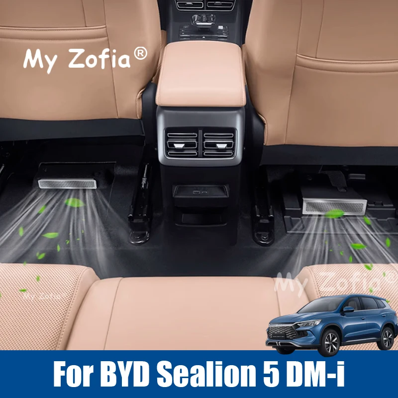 

For BYD Sealion 5 DM-i 2025 2026 Car Stainless steel Under Seat Air Outlet Flow Vent Intake Grille Protect Cover Accessories