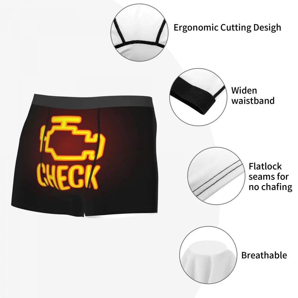 Custom Mechanic Car Driver Check Engine Light Boxer Shorts For Homme Sexy 3D Printed Underwear Panties Briefs Soft Underpants