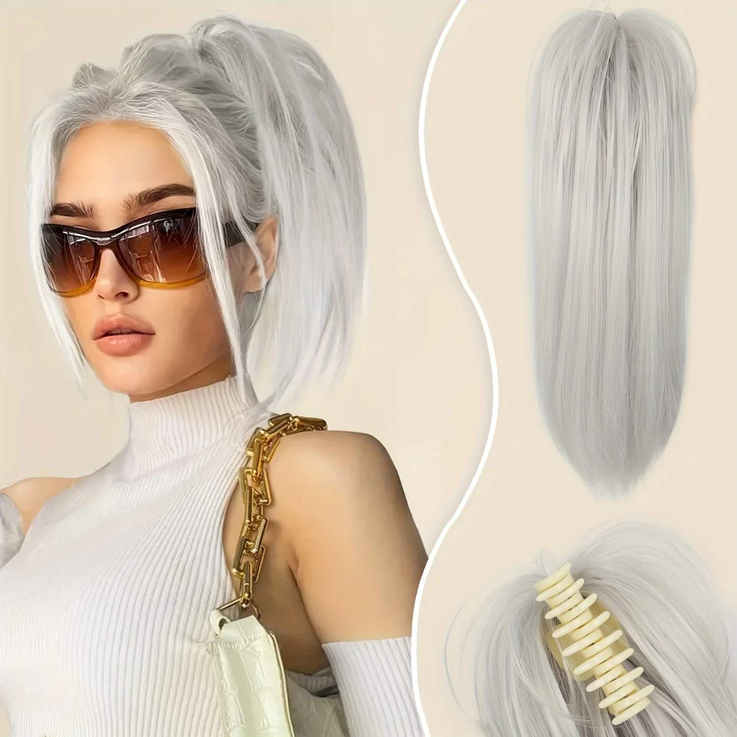 

Синтетические короткие прямые зажимы для наращивания волос «конский хвост» термостойкие наращивание волос «конский хвост» для женщин повседневного использования