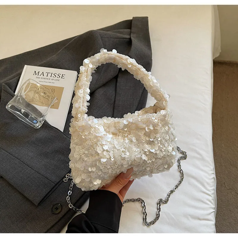 

Women Bag Sequins Bag Evening Bag Woven Bag Hollow Clutch Purse Female Travel Holiday Shoulder Bag Handbag