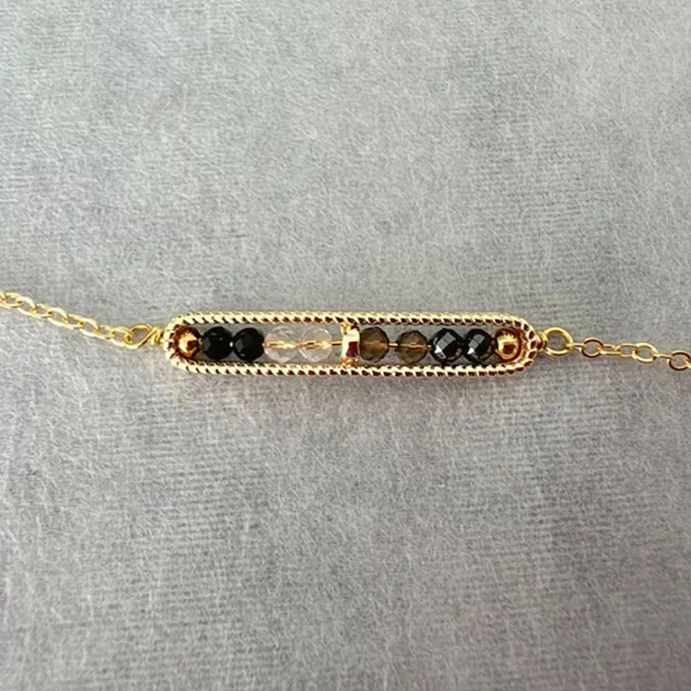Delicate Negative Energy Purification Bracelet, 3mm Crystal, Black Tourmaline, Clear Quartz, Smoky Quartz, Hematite