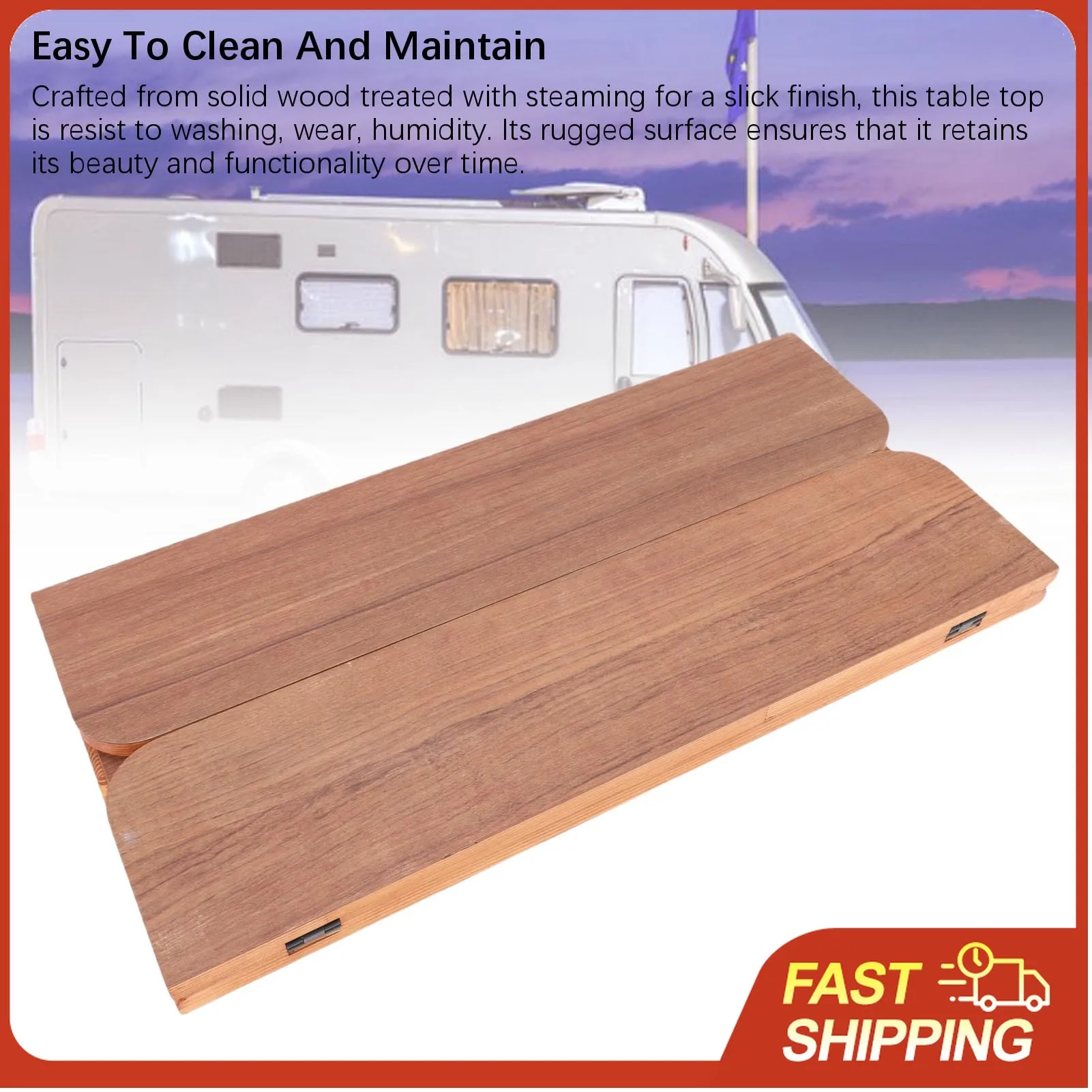 

Складной стол из массива дерева с металлическим краем, водостойкий, для обедов и работы с ноутбуком на яхте, кемпере, лодке