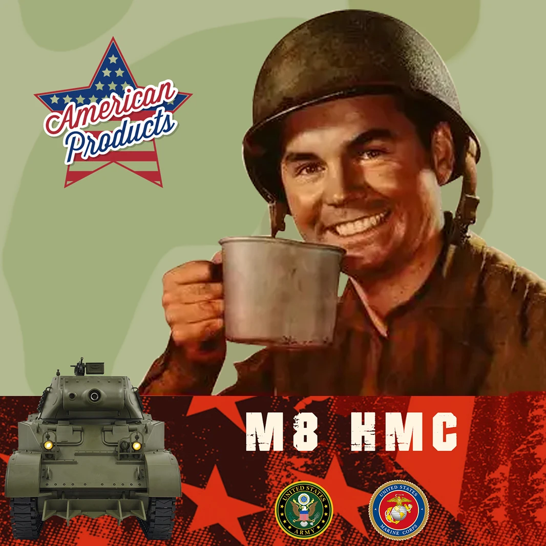 Coolbank รีโมทคอนโทรลถัง US M8 Scott ถัง 1/16 สงคราม RC รถทหารจําลองควัน/ไม่มีการถ่ายภาพ/คอลเลกชันรุ่น