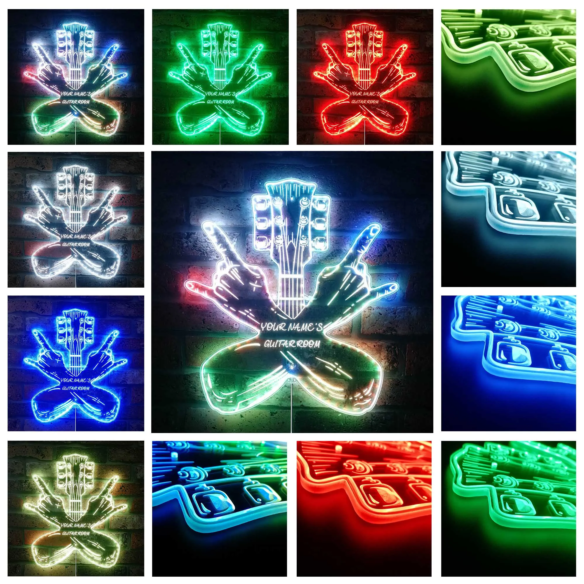 Personalized Guitar Room Hand RGB Dynamic Glam LED Sign st06-fnd-p0053-tm