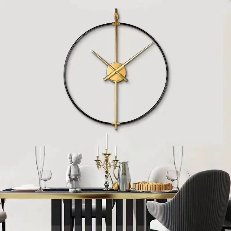 

60cm Spain Large Wall Clock Modern Luxury Nordic Watches Wood Clocks Wall Home Decor Silent Metal Living Room Decoration Gift