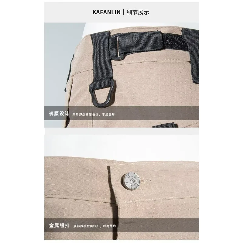 Men Tactical Cargo Pants Multi Zipper Pockets Rip Stop Wear Resistant Straight Trousers Outdoor Hiking Hunting Combat Work Pants
