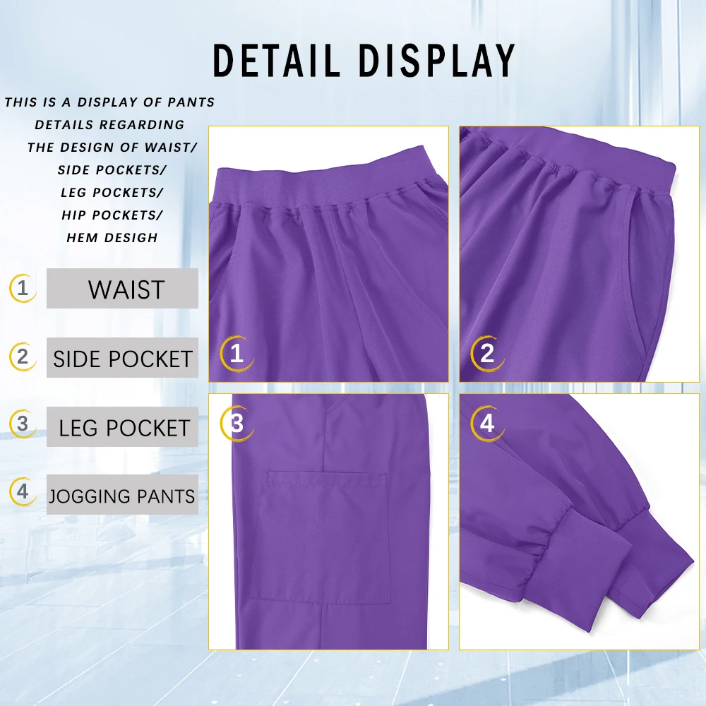 New Fashion Scrub Top Pants Jogger Set Nurse Uniform Women Breathable Quick Drying Medical Surgical Clothing Dentist Accessories
