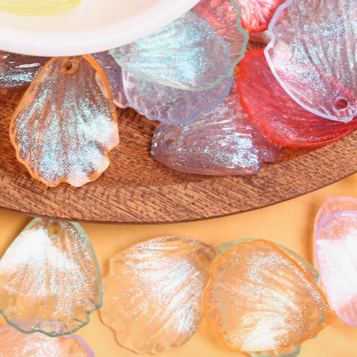 19*23mm 10pcs Acrylic Candy Color Transparent Flower Petal Beads For Jewelry Making DIY Pendant Crafts Handmade Materials