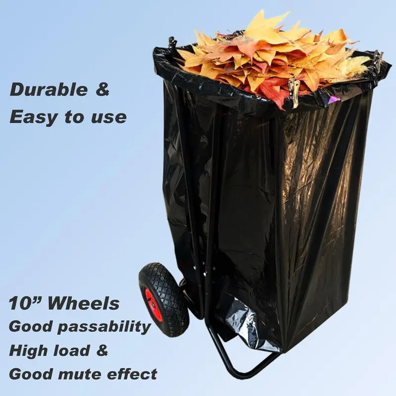 Mobile Garbage Bag Holder Outdoor Lawn Leaf Bag Holder with Wheels Outdoor Holds 35-65 Gallon Leaf Bag